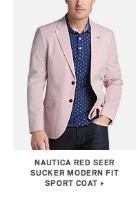 Nautica Red Seersucker Modern Fit Sport Coat>