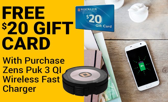 Free $20 Gift Card with Purchase of Zens Puk 3 QI Wireless Fast Charger