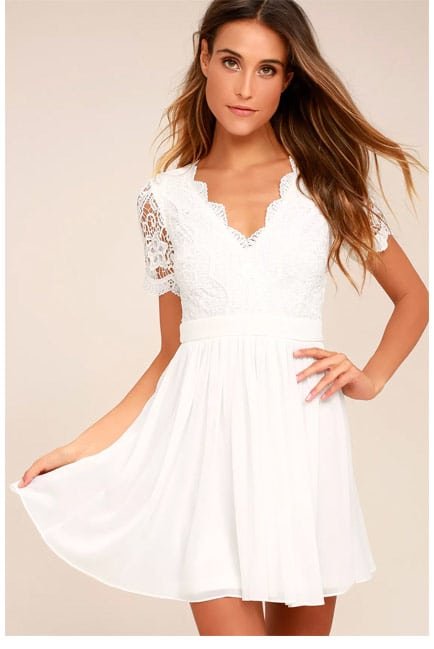  ANGEL IN DISGUISE WHITE LACE SKATER DRESS