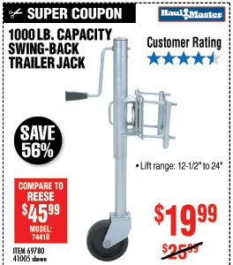 1000 lb. Capacity Swing-Back Trailer Jack