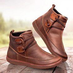 Women Classic Stitching Solid Color Winter Ankle Boots