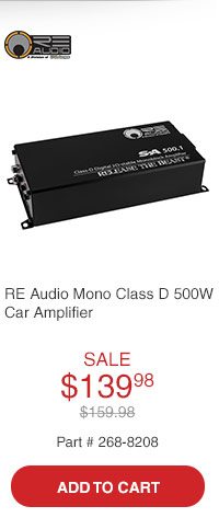 RE Audio SA 500.1 Mono Class D 500 Watt Car Amplifier