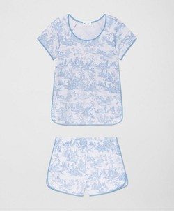 Brooks Brothers X LAKE Women's Shorts Pajamas Set in Classic Blue Toile