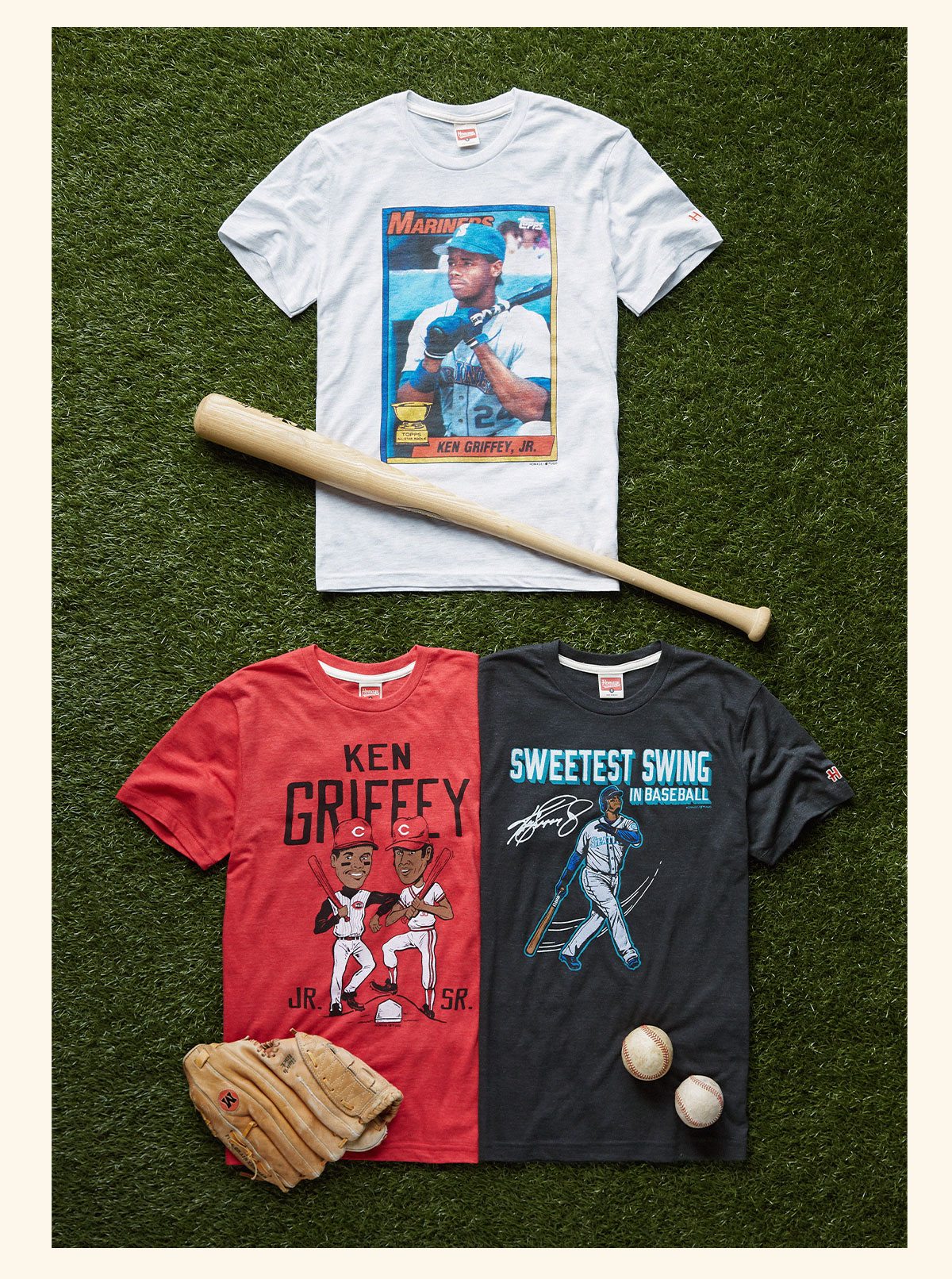 Ken Griffey Jr Mariners Home Run T-Shirt from Homage. | Teal | Vintage Apparel from Homage.