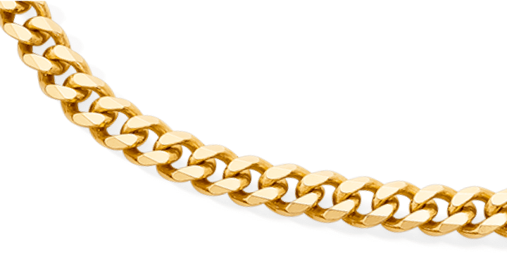 Diamond-Cut Solid Curb Chain Necklace 4.2mm 14K Yellow Gold 20”