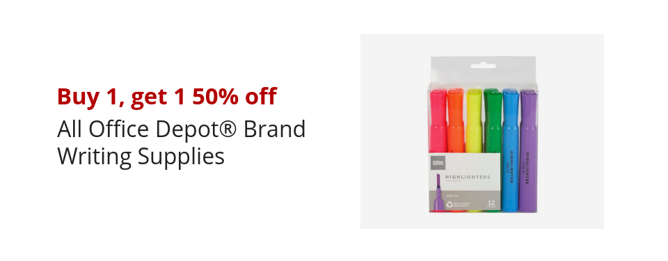 Buy 1, get 1 50% off All Office Depot® Brand Writing Supplies