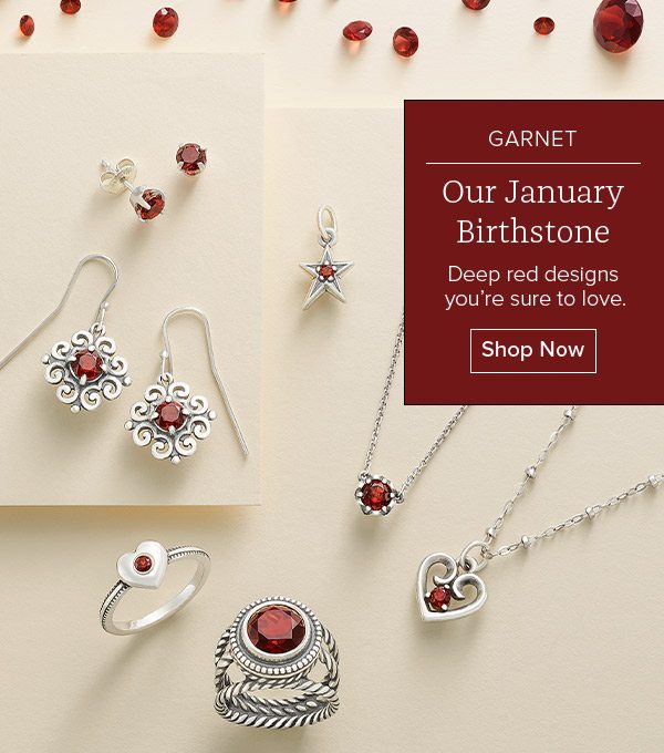 GARNET - Our January Birthstone - Deep red designs you're sure to love. Shop Now