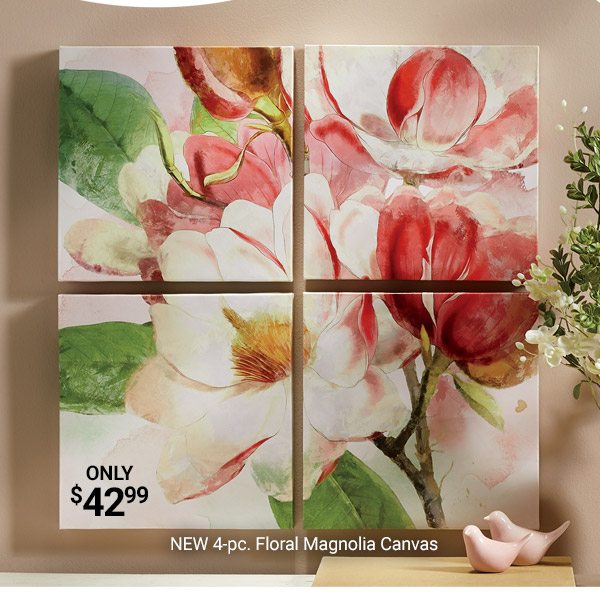 NEW 4-pc. Floral Magnolia Canvas Only $42.99