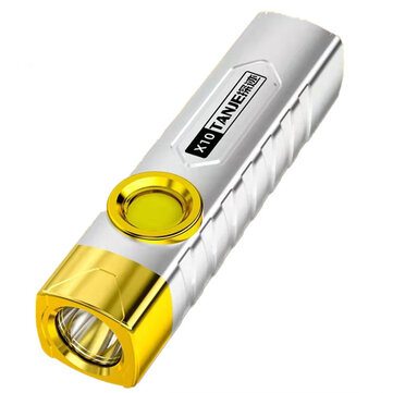 TANJE X10 T8 2000mAh USB Rechargeable LED Flashlight With Bright COB Side Light IPX6 Waterproof Portable LED Torch With Clip Support