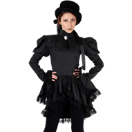 Black Brocade Gothic Tailcoat Blouse