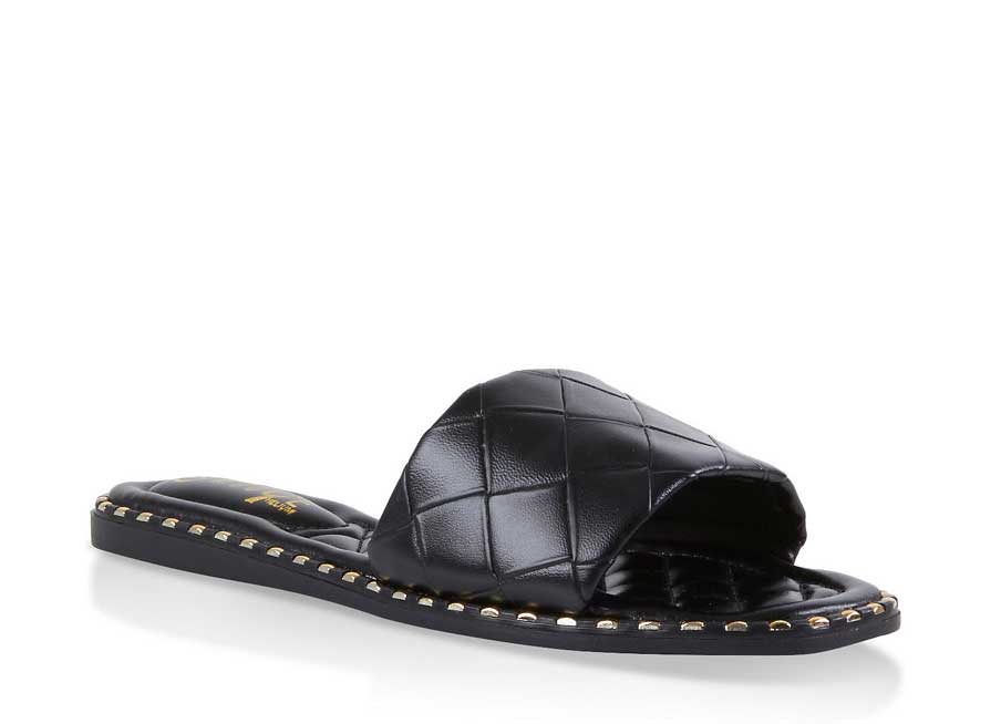 Quilted Studded Slide Sandals
