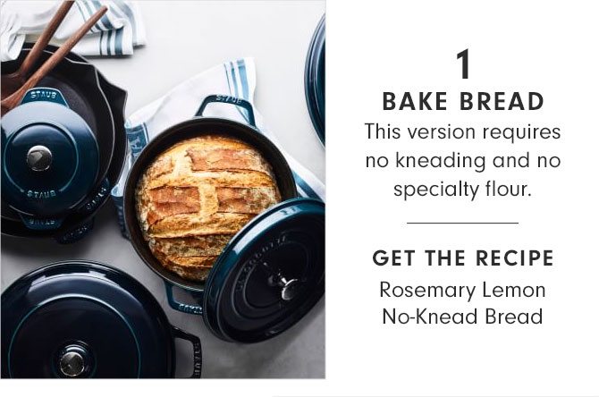 1 - BAKE BREAD - GET THE RECIPE - Rosemary Lemon No-Knead Bread