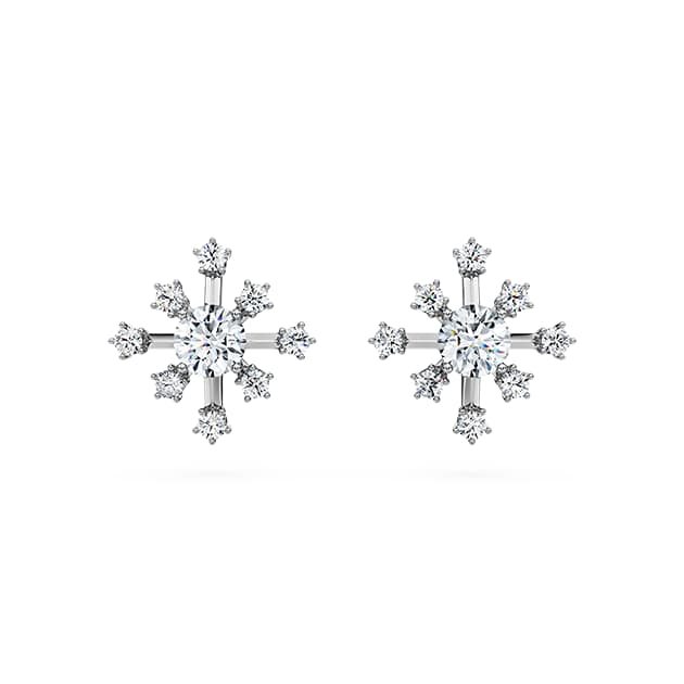 Galaxy stud earrings, Lab-grown diamonds 0.5 ct tw, Round cut, 14K white gold