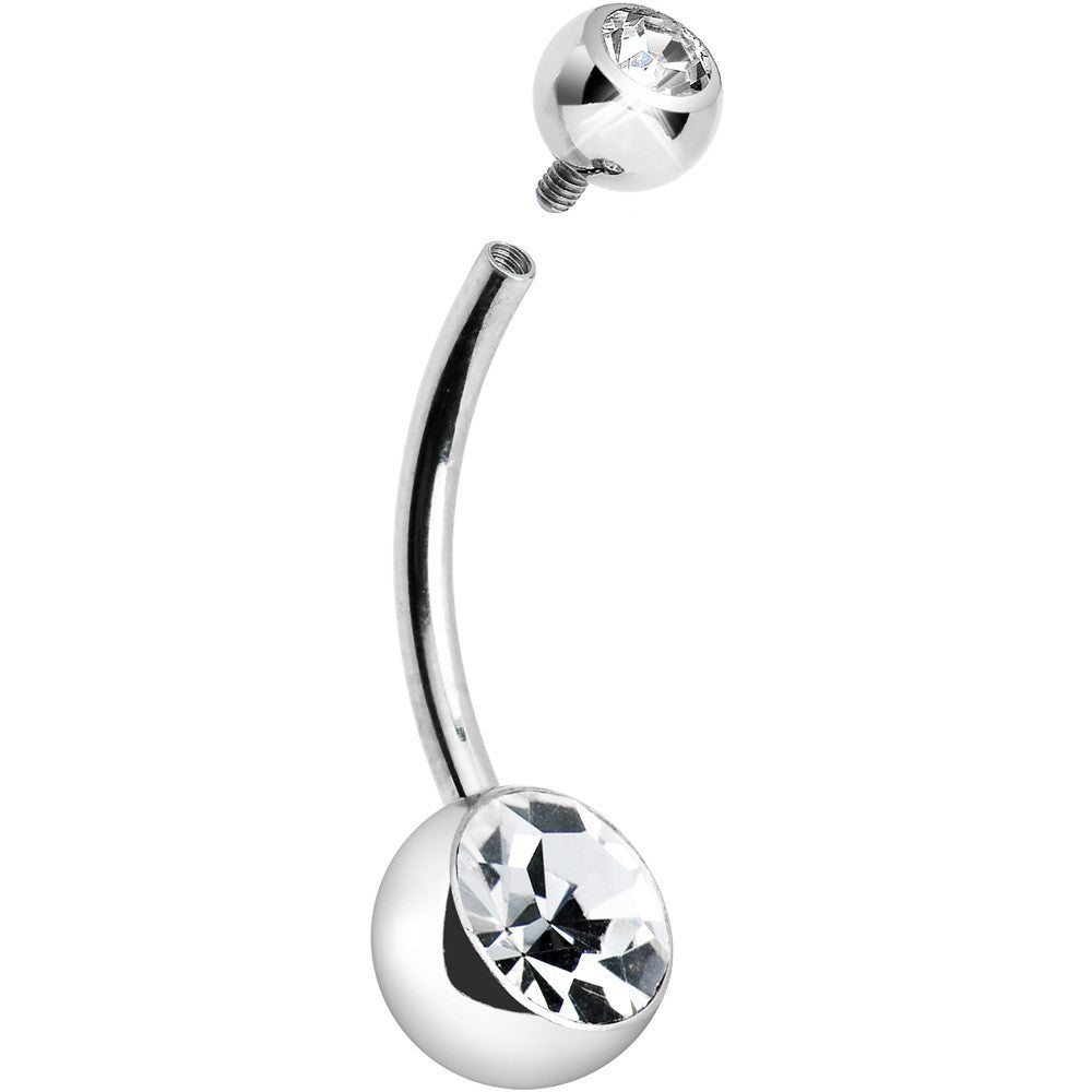 Image of Internally Threaded Clear Double Gem Belly Ring 12mm