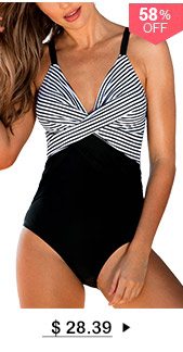 Spaghetti Strap Striped One Piece Swimwear