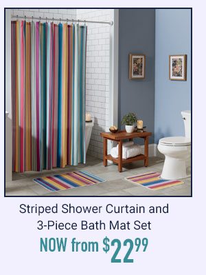 Color Connection Striped Shower Curtain and 3-Piece Bath Mat Set Now from $22.99