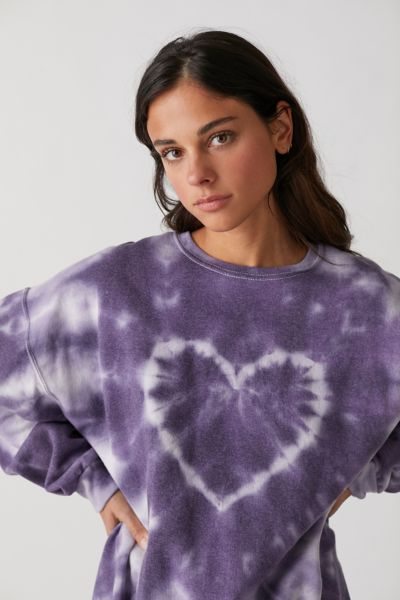 Urban Renewal Remade Heart Tie-Dye Crew Neck Sweatshirt