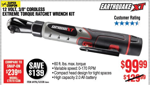 12V Max Lithium 3/8 In. Cordless Xtreme Torque Ratchet Wrench Kit