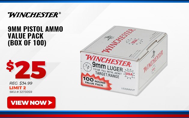 WINCHESTER USA 9MM PISTOL AMMO VALUE PACK (BOX OF 100)