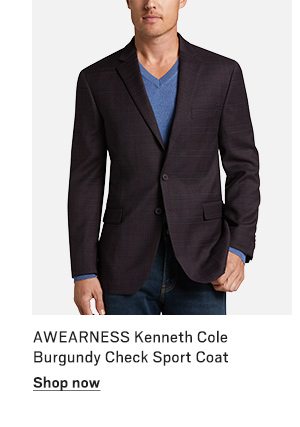 Awearness Kenneth Cole Burgundy Check Sport Coat - Shop now