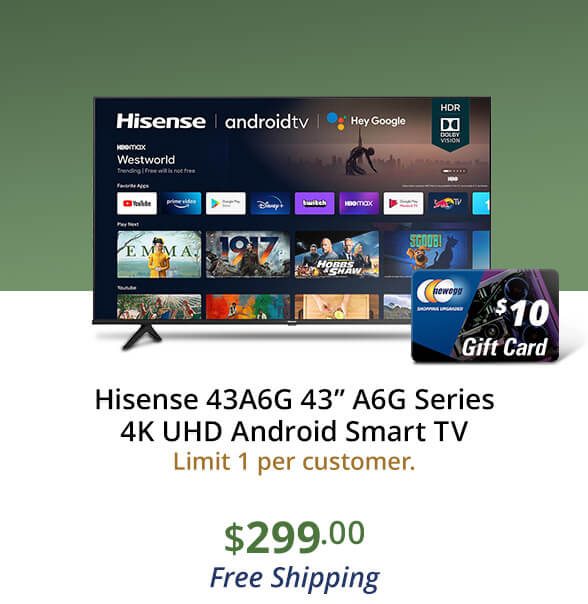 Hisense 43A6G 43” A6G Series 4K UHD Android Smart TV