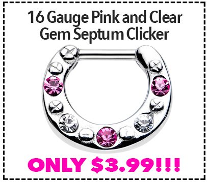 Blue & clear gem septum clicker - Only $4.99 >