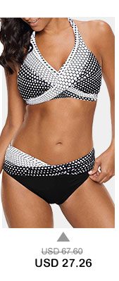 Polka Dot Print Halter Neck Bikini Set