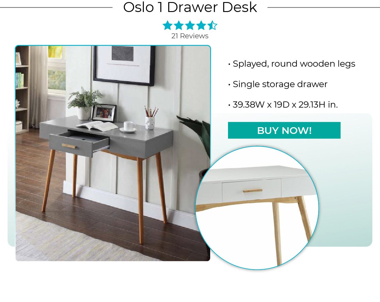 Oslo 1 Drawer Desk