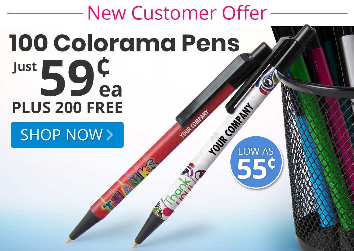 Buy 100 Colorama Pens for only 59¢ each and Get 200 FREE!