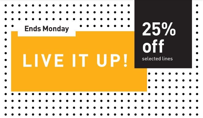 25% off selected lines