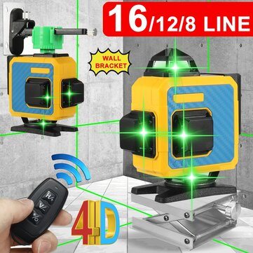 16/12/8 Line 360° Horizontal Vertical Cross 4D Green Light Laser Levels Self-Leveling Super Powerful Laser Beam with Bluetooth Control