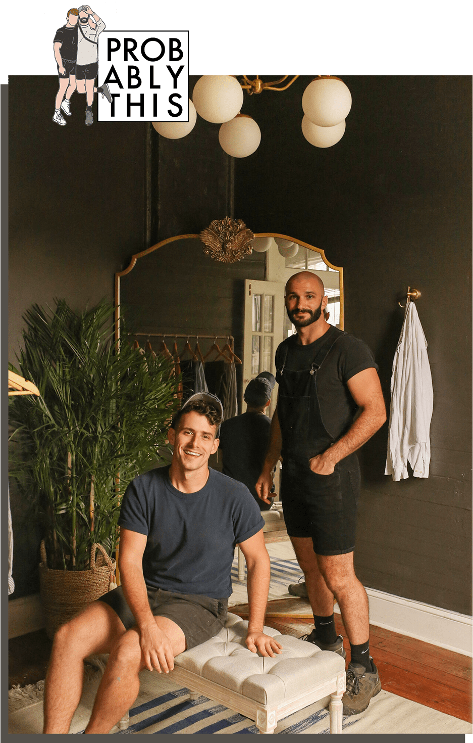 Image of two men posing in a room from the blog Probably This