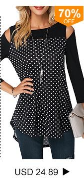 Polka Dot Print Cold Shoulder Blouse