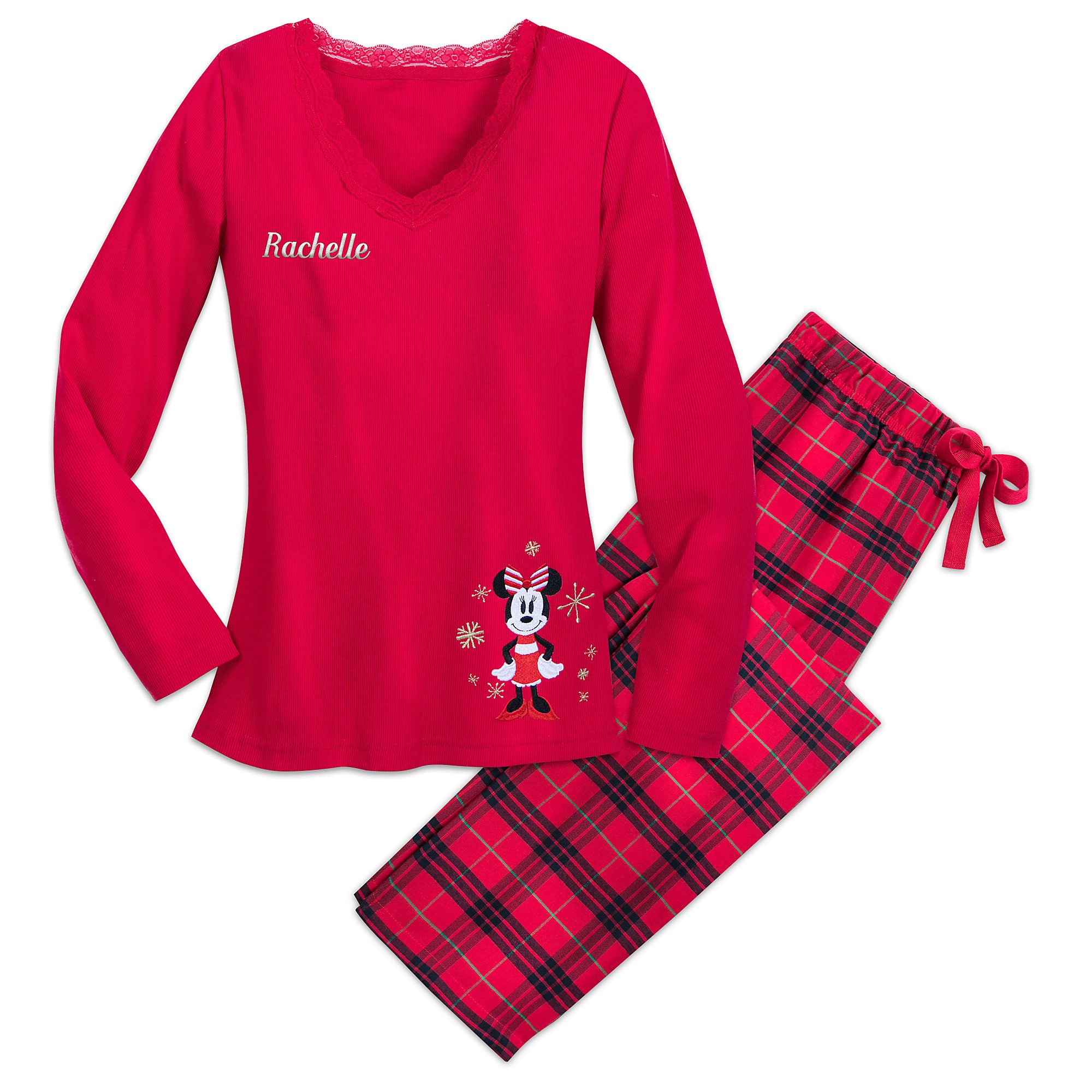 Minnie Mouse Holiday Plaid PJ Set for Women - Personalizable