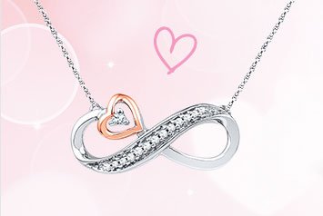 Infinity Necklace 1/20 ct tw Diamonds Sterling Silver/10K Gold