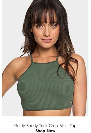 Quaternary Left - Goldy Sandy Tank Crop Bikini Top