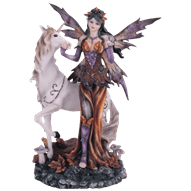 Autumn Fairy with Unicorn Statue