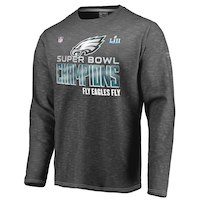 Men's Philadelphia Eagles NFL Pro Line by Fanatics Branded Heather Charcoal Super Bowl LII Champions Trophy Collection Locker Room Long Sleeve T-Shirt