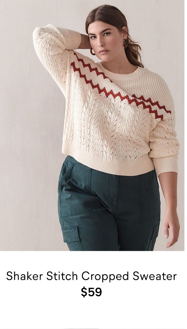 Shaker stitch cropped sweater $59.00