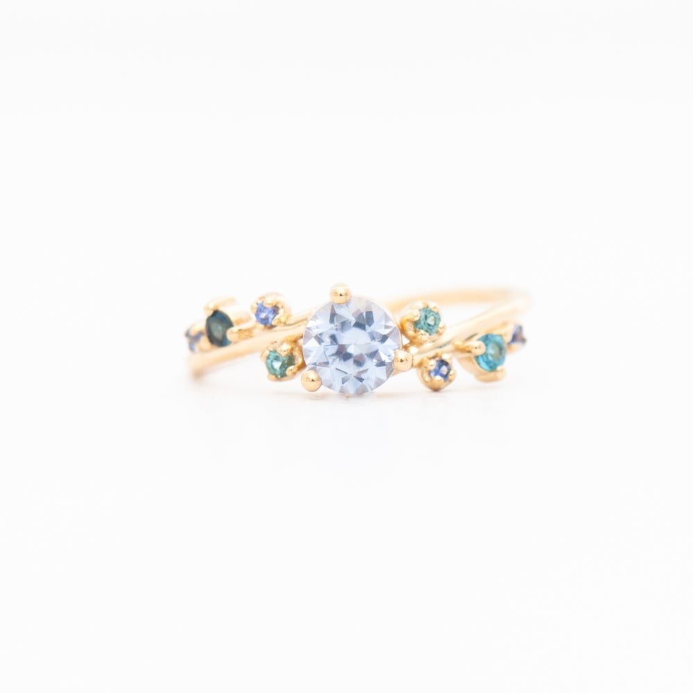 0.50 ct Medium Sri Lankan Sapphire & Tourmaline Organic Crossover Ring