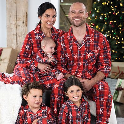 Americana Plaid Snowflake Matching Family Pajamas