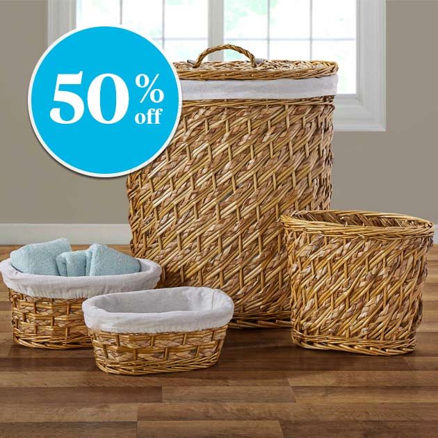 50% off Hudson 4-Piece Hamper Basket Set