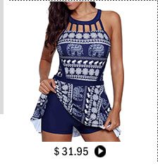 Cutout Neckline Animal Print Swimdress and Shorts