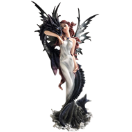 Dark Waves Fairy with Sea Serpent Statue