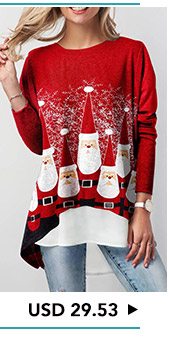 Asymmetric Hem Faux Two Piece Christmas T Shirt 