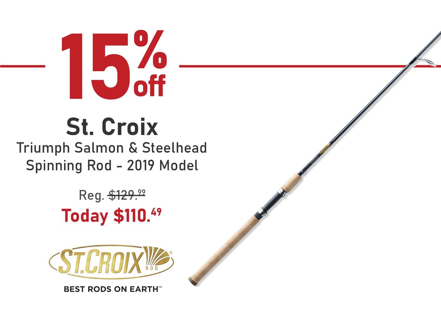 Save 15% on the St. Croix Triumph Salmon & Steelhead Spinning Rod - 2019 Model