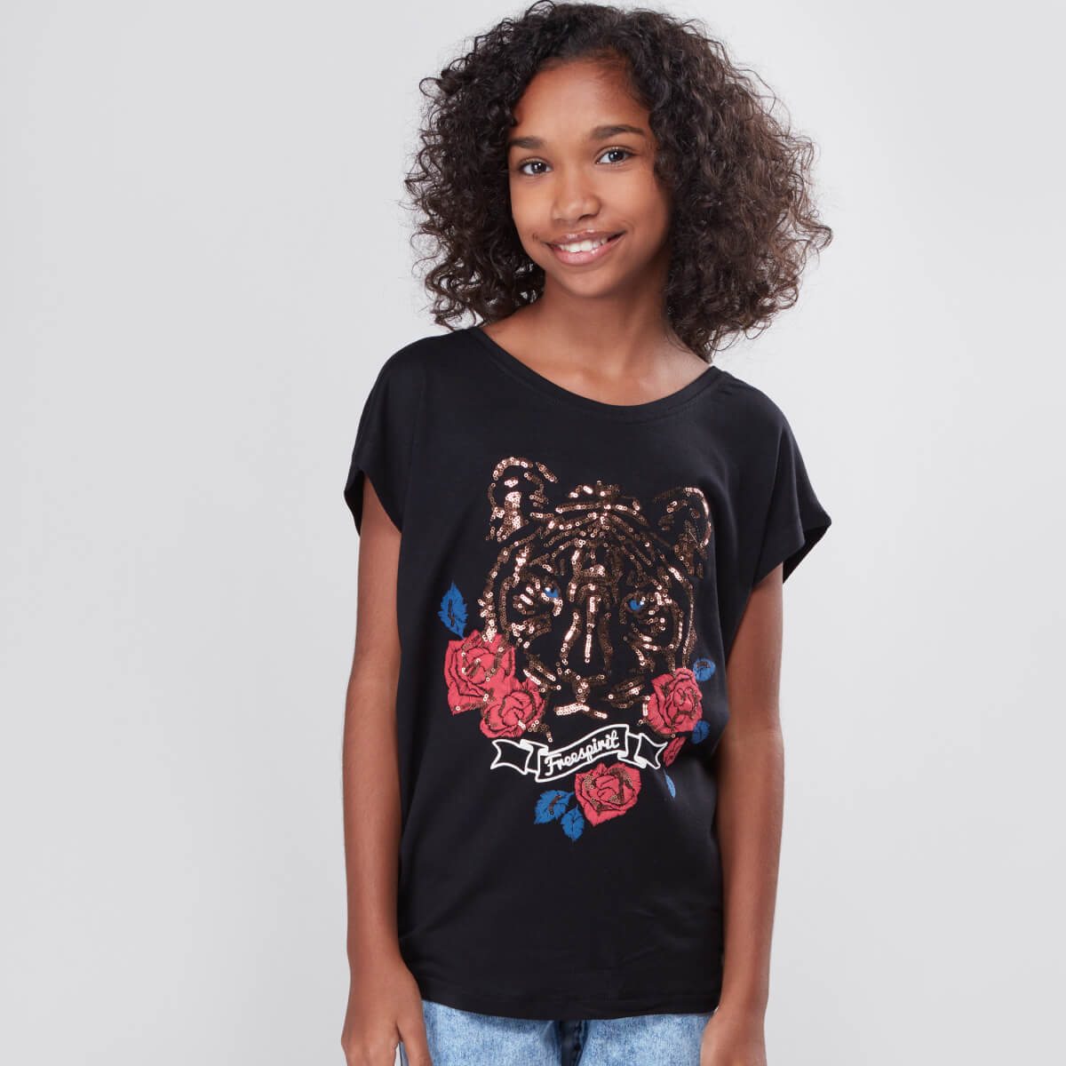 Sequin Detail Round Neck T-Shirt