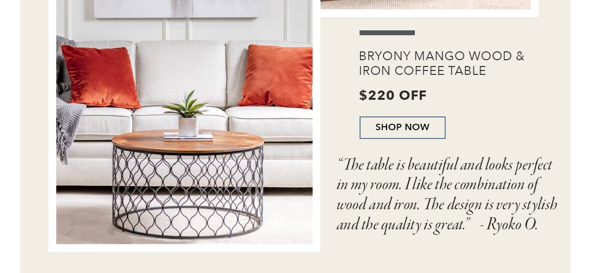 Bryony Mango Wood and Iron Coffee Table | SHOP NOW
