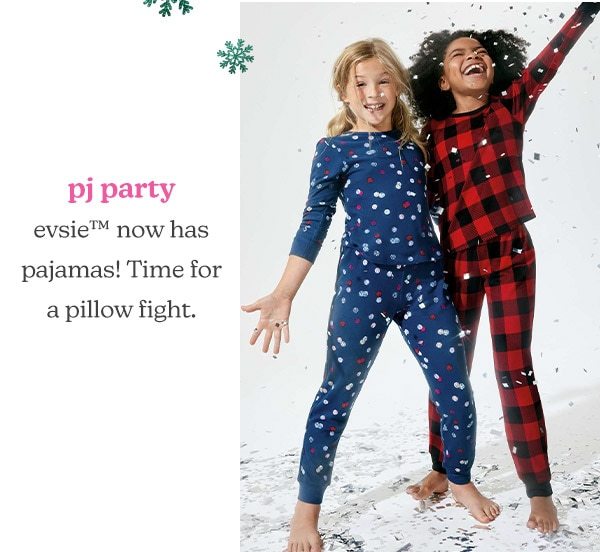 Pj party. evsie™ now has pajamas! Time for a pillow fight. Models wearing evsie clothing.