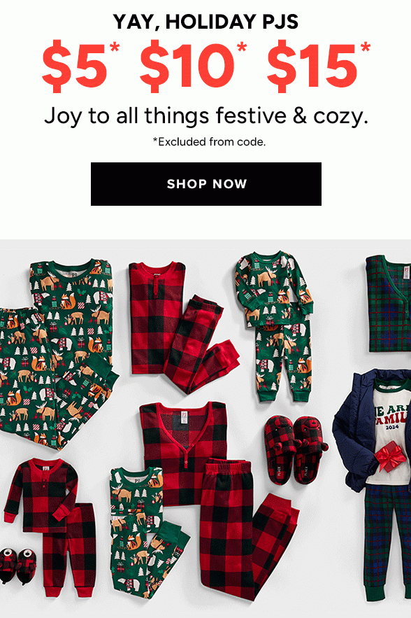 $5, $10 & $15 Holiday Pajamas